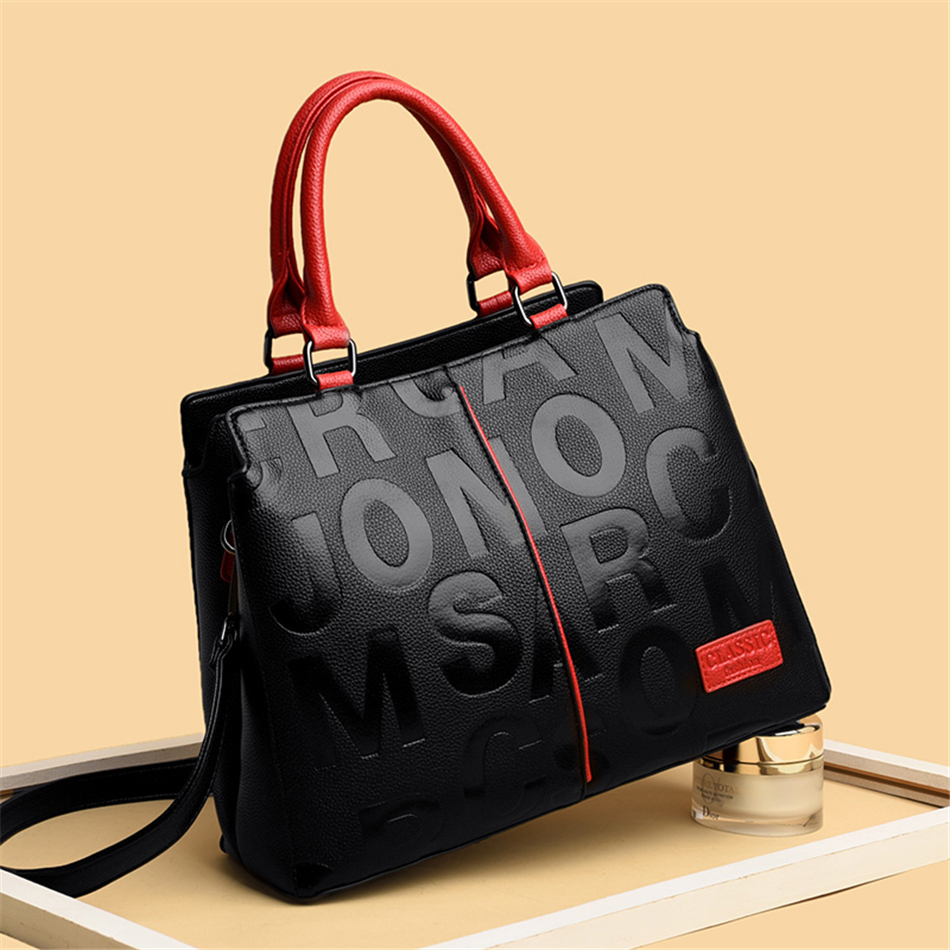 Leather Letter Shoulder Bags for Women - Image 2
